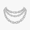 So Move Three-Row Pavé Link Necklace White Gold 29.20ct