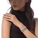 Move Link Three-Row Diamond Cuff Bracelet White Gold 3.26ct