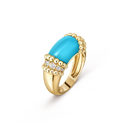 Perlée Couleurs Ring in 18K Yellow Gold with Turquoise and Diamond