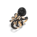 Octopus Ring in 18kt Rose Gold with Black Sapphires and Diamonds