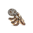 Octopus Ring in 18kt Rose and Black Gold with Brown Diamonds and Citrines