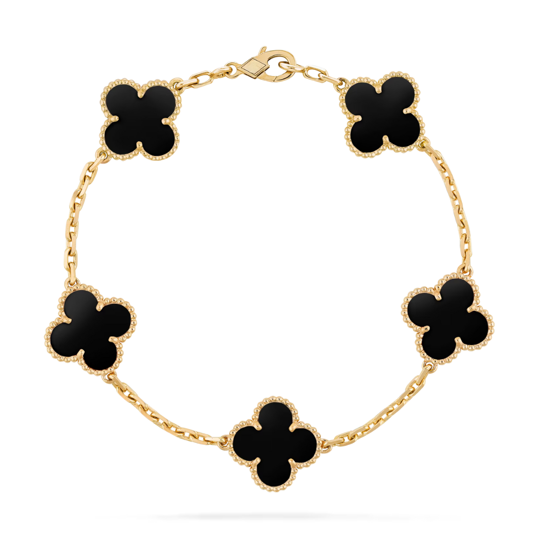 Belle Vante Bracelet 5 Motifs Onyx 18K Yellow Gold