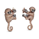 Cheeky Monkey Earrings in 18kt Rose Gold with Diamonds and Black Sapphires
