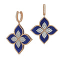 Princess Flower Earrings in 18kt Rose Gold with Diamonds and Lapis