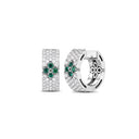 Love in Verona Earrings in 18kt White Gold with Diamonds and Emeralds