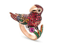 Parrot Ring in 18k Rose and Burnished Gold with Sapphires Rubies Prasiolite and Diamonds