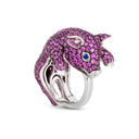 Piglet Ring in 18k White Gold with Pink and Blue Sapphires