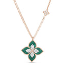 Princess Flower Pendant in 18kt Rose Gold with Diamonds and Malachite