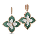 Princess Flower Earrings in 18kt Rose Gold with Diamonds and Malachite