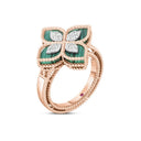 Princess Flower Ring in 18k Rose Gold with Malachite and Diamonds