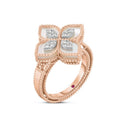 Princess Flower Ring in 18k Rose Gold with Mother of Pearl and Diamonds