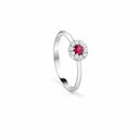Belle Vante White Gold, Ruby, and Diamond Cluster Flower Ring