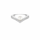 Belle Vante Joséphine Aigrette Ring White Gold Akoya Pearl Diamonds 2.5mm