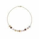 Belle Vante White Yellow and Pink Gold Necklace with Peridots Aquamarine Citrine Quartz Smoky Quartz and Diamonds