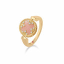 Belle Vante Venetian Medallions Ring in 18kt Gold with Diamonds and Opal and Mother of Pearl