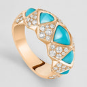 Belle Vante Medium Rose Gold Diamond Turquoise Sunlight Ring