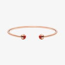 Belle Vante Medium Rose Gold Carnelian Diamond Open Bangle Bracelet