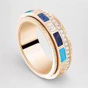 Belle Vante Medium Possession Ring 18K Rose Gold Diamond Turquoise Sodalite Dumortierite