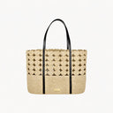 Happy Hearts Tote Bag Belle Vante Ethical Raffia Black Leather