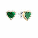 Belle Vante Yellow and White Gold Malachite and Diamond Earrings 0.26 Carats