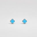 Belle Vante Sweet Alhambra Earstuds in 18K White Gold with Turquoise