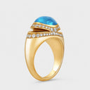 Cabochon Ring Belle Vante Ethical Yellow Gold Blue Topaz Pavé Diamonds
