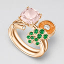Belle Vante Medium Rose Gold Diamond Quartz Spessartite Tsavorite Cocktail Ring