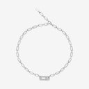 Move Link Half Pavé Chain Necklace White Gold 0.79ct