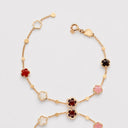 Belle Vante Figlia dei Fiori Bracelet in 18k Rose Gold with Moonstone, Pink Chalcedony, Carnelian, Red Garnet, Smoky Quartz and Diamonds