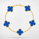 Belle Vante Vintage Alhambra 5-Motif Bracelet in 18K Yellow Gold with Agate