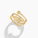 Belle Vante Cleo Lotus Full Diamond Twist Ring Yellow Gold Diamond