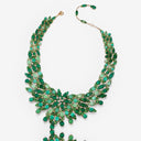 Belle Vante Mandala Necklace in 18k Rose Gold with Green Agate Chrysoprase Mother of Pearl Tsavorite and White Diamonds