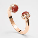 Belle Vante Medium Rose Gold Carnelian Diamond Open Ring