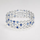 Belle Vante Palmyre 3 Rows Bracelet in 18K White Gold with Diamond and Sapphire