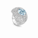 Belle Vante White Gold and Aquamarine Ring with Diamond Pavé