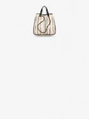 Belle Vante Small Shopping Bag Canvas Ecru, Black, Beige & Red