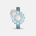 Belle Vante Fleurs d’Hawaï Secret Watch in 18K White Gold with Aquamarines and Diamonds