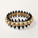 Belle Vante Clash Flexible Extra-Large Bracelet in Yellow Gold and Onyx