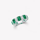 Belle Vante Emerald Cut Emerald and Diamond Wedding Band White Gold