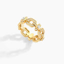 Belle Vante Tip-Top Link Full Diamond Ring Yellow Gold Diamond