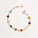 Belle Vante Figlia dei Fiori Bracelet in 18k Rose Gold with Green Agate, Red Carnelian, Onyx, White Moonstone, Pink Chalcedony, Amethyst, Lapis Lazuli, Turquoise and Diamonds