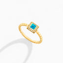 Belle Vante Cleo Lotus Pavé Ring Yellow Gold Diamond Turquoise