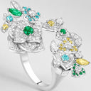 Belle Vante Medium White Gold Diamond Sapphire Emerald Tourmaline Ring