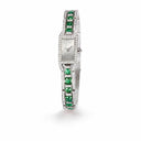 Belle Vante White Gold and Diamond Bracelet Watch with Mother-of-Pearl Dial Emerald Accents