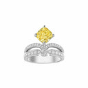 Belle Vante Joséphine Eclat Floral Solitaire Ring Platinum Yellow Diamond 2cts