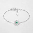 Belle Vante Rose Chain Bracelet 18K White Gold Emerald & Diamond