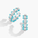 Belle Vante Tip-Top Diamond Small Hoop Earrings White Gold Sea Blue Chalcedony