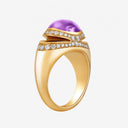 Cabochon Ring Belle Vante Ethical Yellow Gold Amethyst Pavé Diamonds