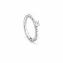 Belle Vante Platinum and Diamond Solitaire Ring with Pavé Eternity Band