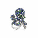 Belle Vante Octopus Ring in 18k White Gold with Sapphires, Tourmaline, Garnet and Diamonds